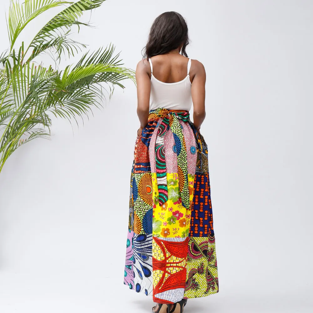 2021 African Wax Print Ankara Style Dashiki Skirt For Wholesale Women Dress American High-waist Crochet Skirt