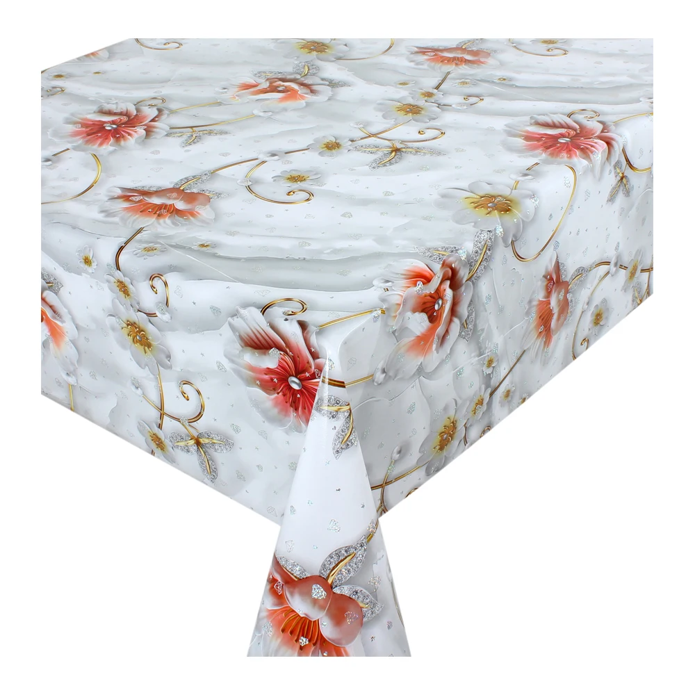 Wholesale luxury high quality gold roll water proof PVC fabric tablecloth in roll