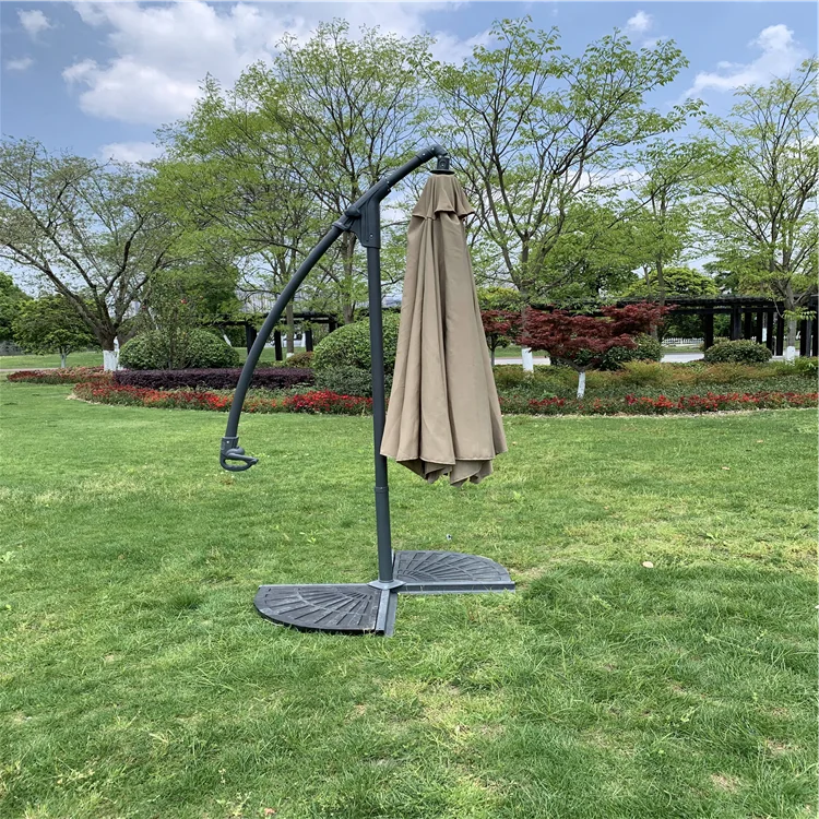 Hanging Roma Offset Umbrella Offset Parasol Patio Outdoor Table Umbrella with Auto Tilt and Crank Sun Beach Umbrella