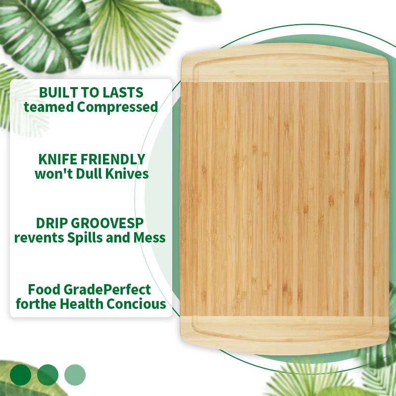 Best Christmas Extra Large Bamboo Cutting Board Organic Wood Butcher Block Wooden Carving Chopping Board