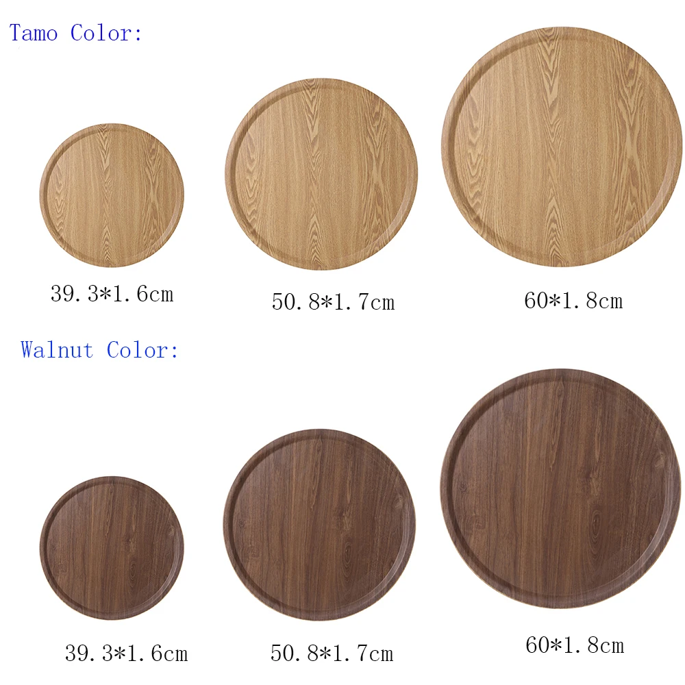 
2020New Design Wholesale round wood fiber dinner tray dishwasher safe pizza serving tray 