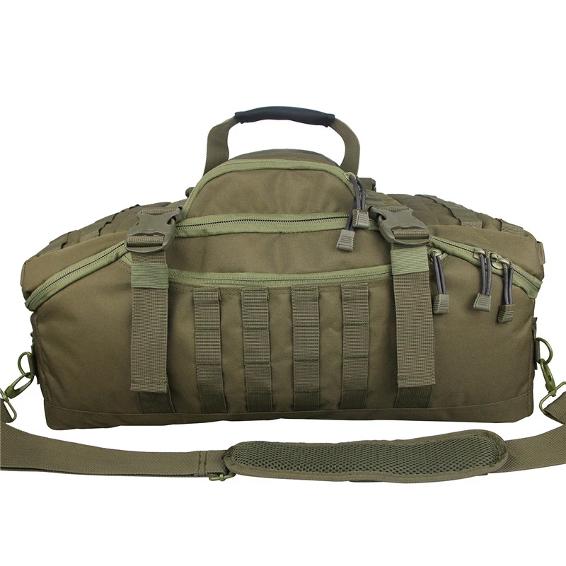 US warehouse dispatch 3 ways handle molle webbing metallic duffle bag outdoor wateresist military backpack