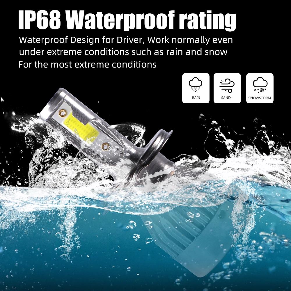 Low defective high power New Design waterproof 72W 7600LM Fanless 12V H4 H7 9005 9006 C6 china super bright LED Headlights