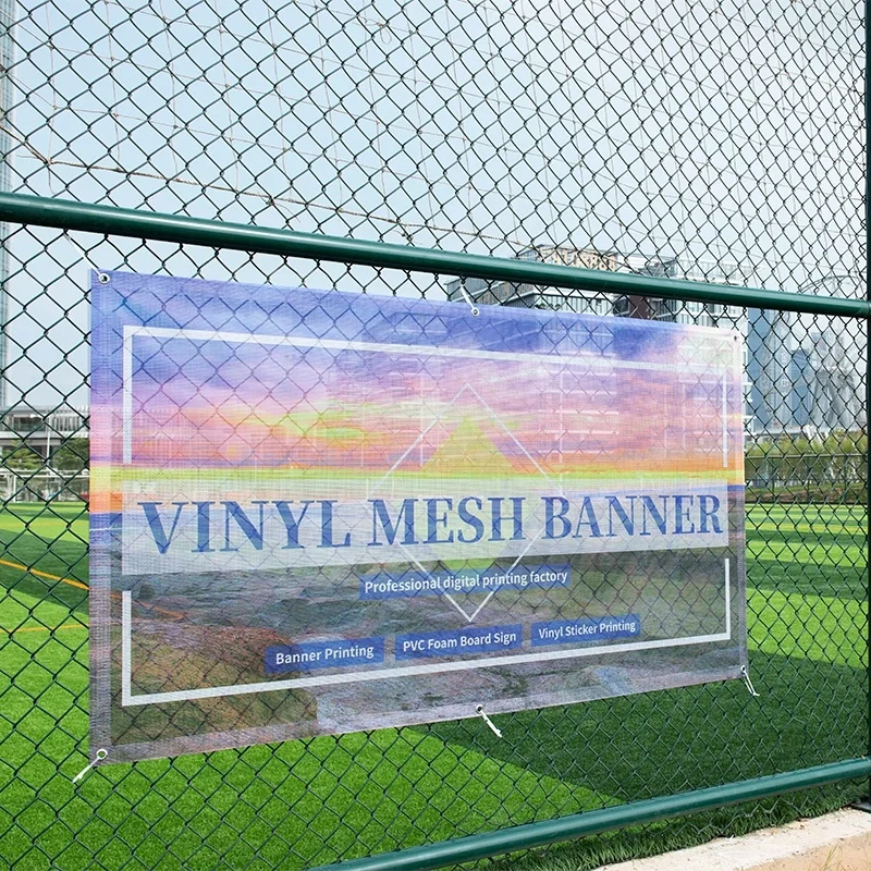 Outdoor Advertising Mesh Banner Fabric Printing perforated Flex Banner full Color Cmyk Fence Mesh