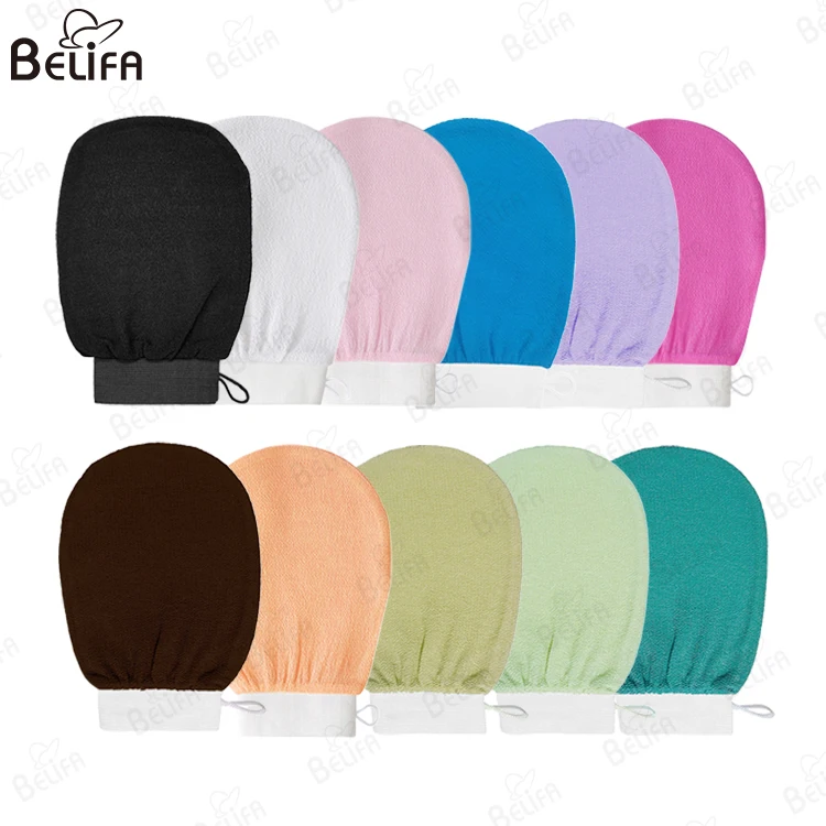 Eco-friendly Bath Gloves Spa White Body Mitt Scrub Viscose Fiber Morocco Bath Exfoliator Peeling Gloves