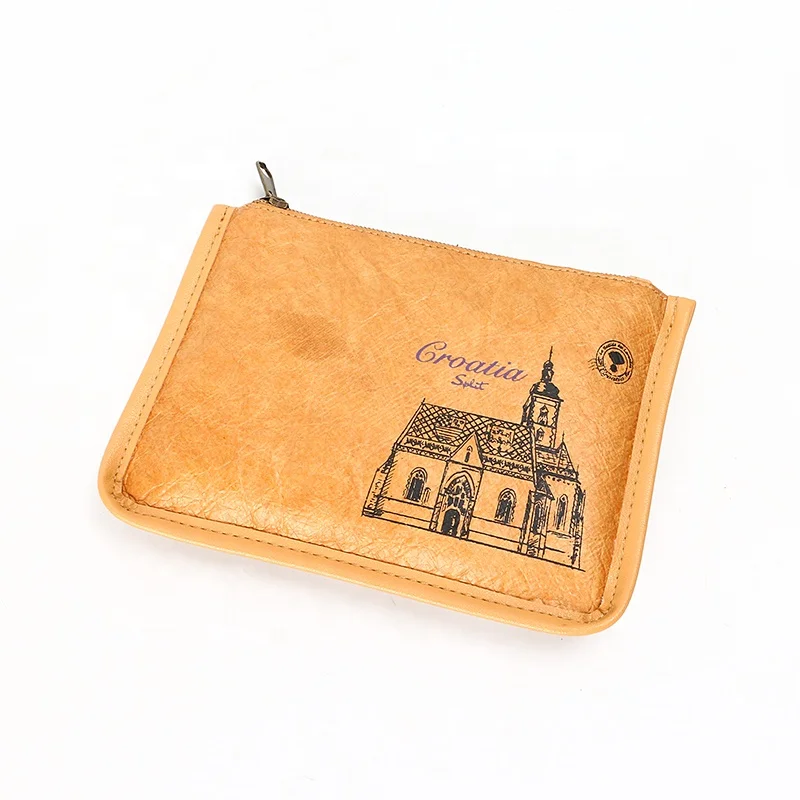 Factory custom durable coin  purse brown wallet  daily life  portable clutch bag  Tyvek  paper  waterproof  wallet