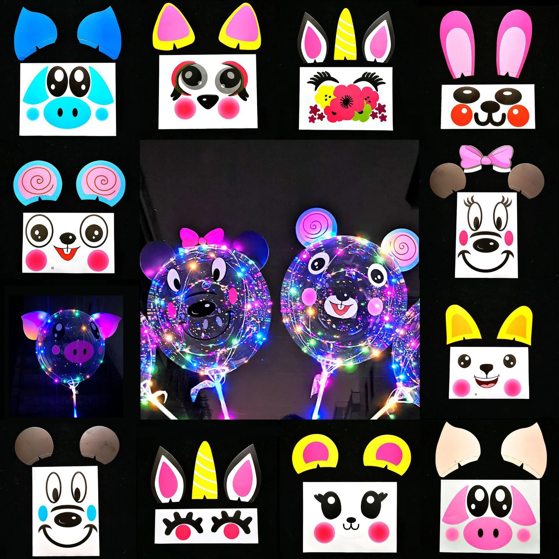 Quality 20inch round Animal LED Bobo Balloons bubble helium balloon