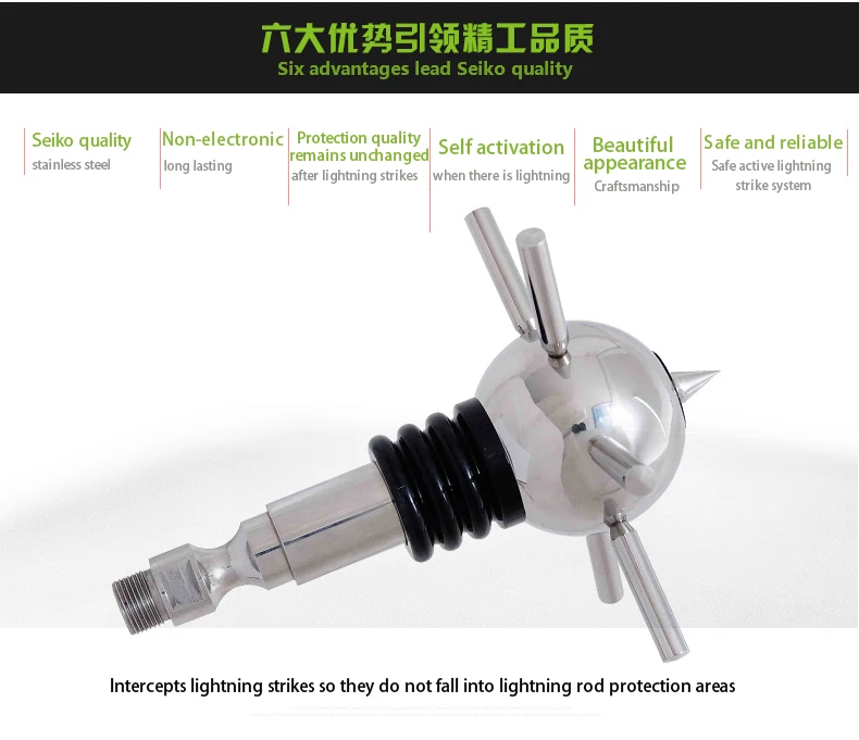 lightning rod with base copper rod lightning arrester 12 kv porcelain