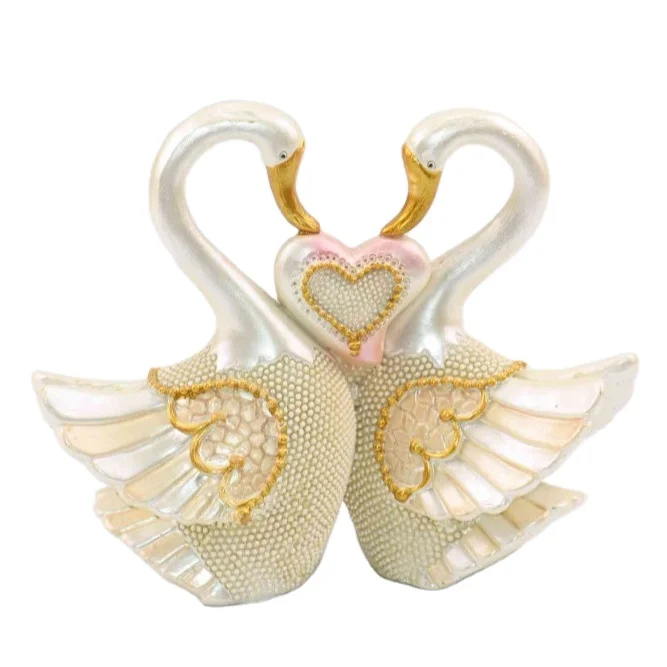 Handmade Decorative Ceramic Swan Figurines Set of 2, Pottery Home Decor Gift & Craft