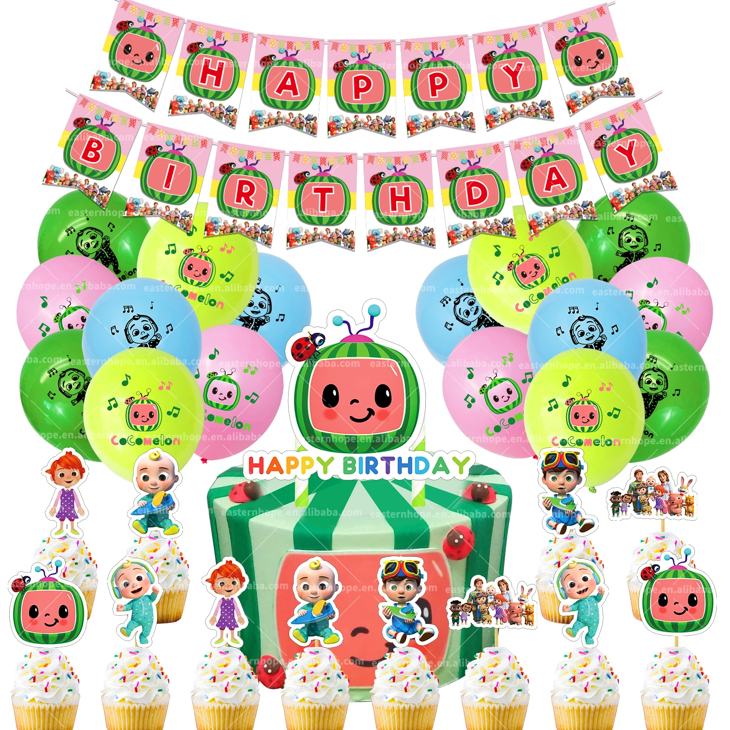 Оригинальный дизайн, тематические товары для вечеринок в стиле кокосовидной дыни, воздушный шар в стиле кокосовидной дыни, баннер, топпер для торта, украшения для вечеринки