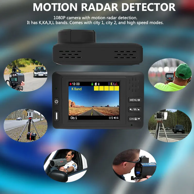 The USA Europe Asia Countries New 2 In 1 Car Radar Detector Signature And DVR Dashcam With Magnetic Holder English Voice Alert