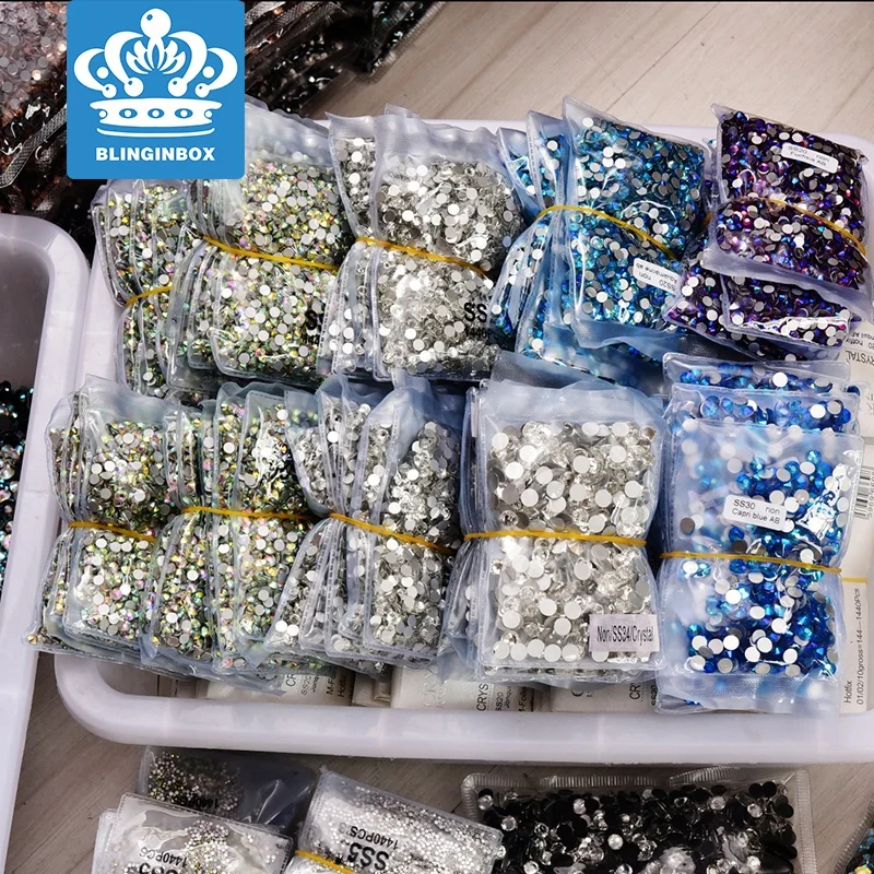 Blinginbox Large Stock Wholesale SS16 SS20 Full Colors Flat Back Crystal Rhinestone Factory Rhinestone Crystal AB Stones