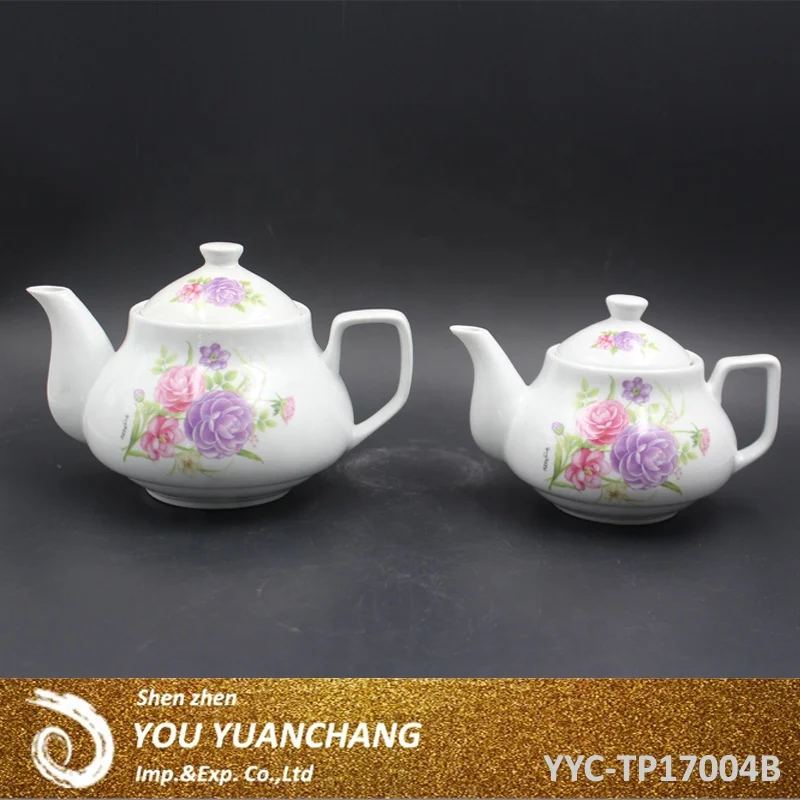 porcelain teapot with color box packing coffee kettle ceramic tea set flower decal high temperature