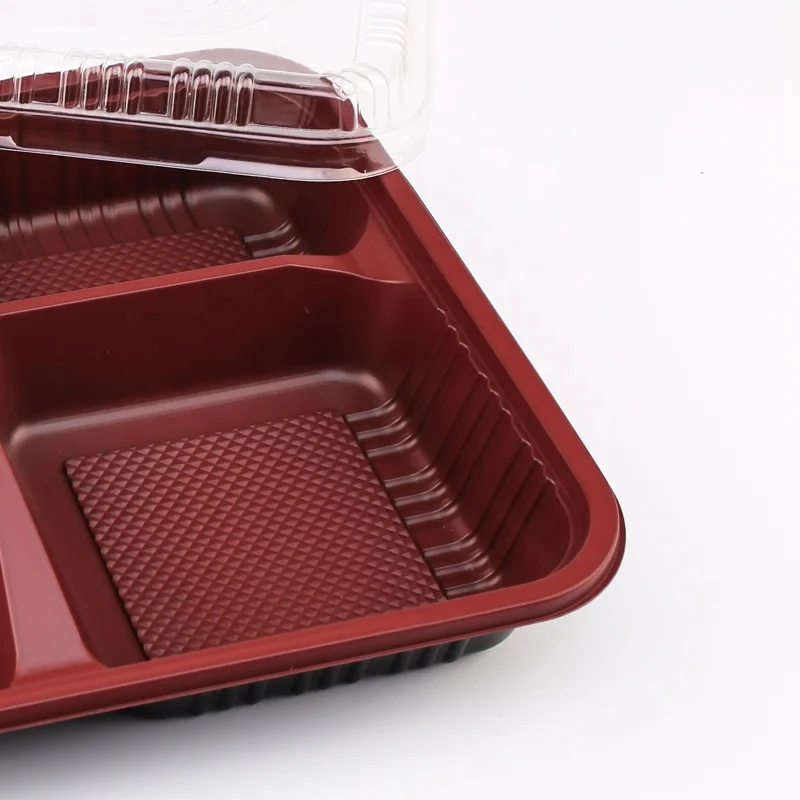Disposable Plastic Bento Lunch Box with 3 Compartment