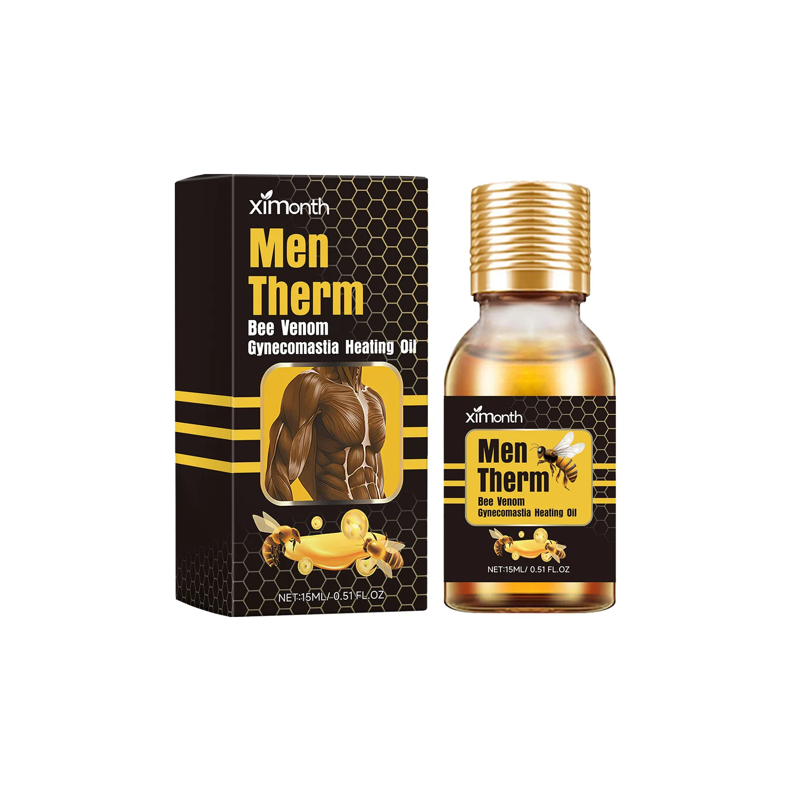 Hot Selling Men Therm Bee Venom oil  Help Strengthen Chest Muscles Bee Venom Gynecomastia Heating Oil