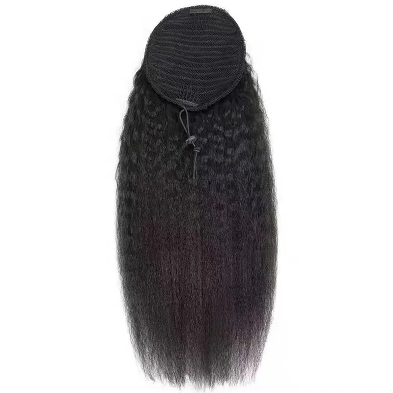 Grade 10A Water Wave Drawstring Ponytail Human Hair Brazilian With Afro Clip In Extensions 2 Combs Remy Natural Wavy Ponytail