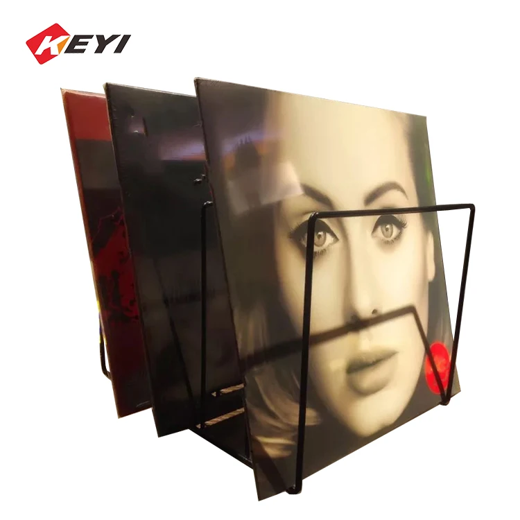 Customized Metal Record Storage Display Racks Bracket Triangle Square Record Iron Wire Display Stands
