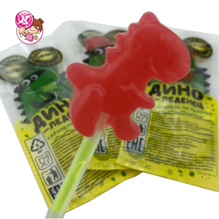 New arrival halal fluorescent lollipop cartoon Dinosaur lollipop with glow stick