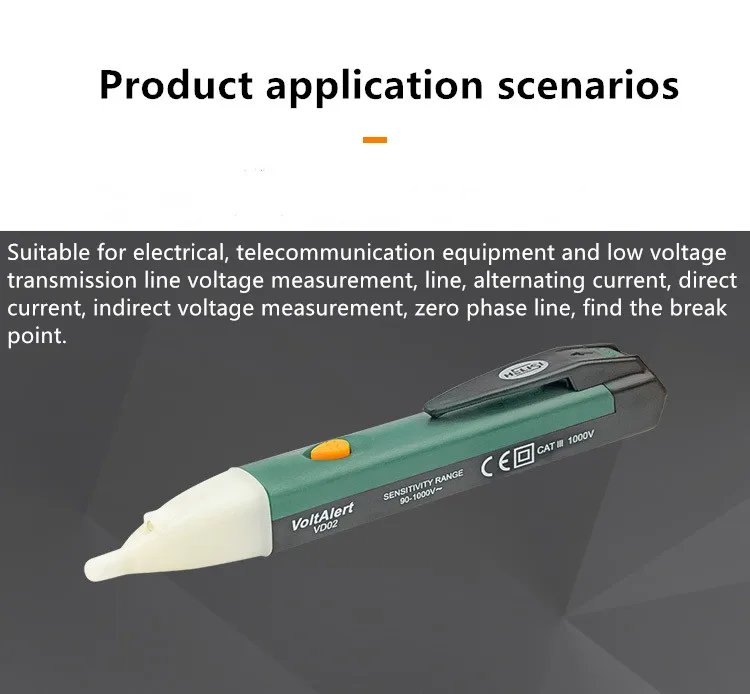 Safety Sound Light Alarm Intelligence Non Contact Electrical Test Pen With Induction Function