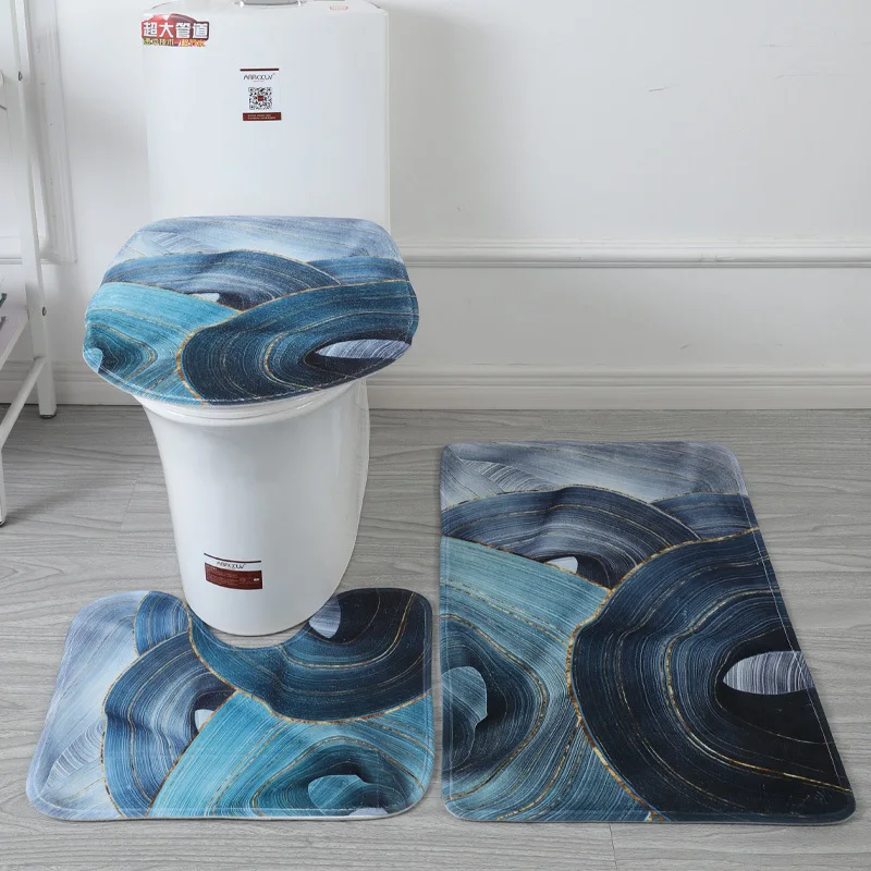 Flannel non-slip 3 piece bathroom rugs bath mat set of 3