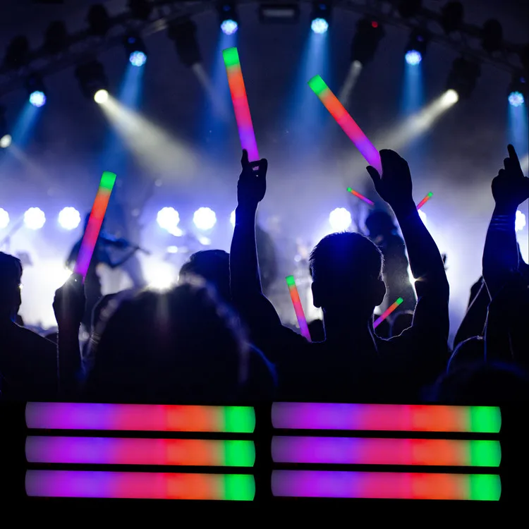 Foam Sticks LED Light Up Batons, Glow Sticks Bulk Party Favors,16 Inch Multi Color Flashing Glow Wands