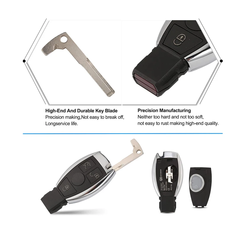 Smart 3-Button 433MHz Remote Key Fob for Mercedes Benz BGA B C E G S CLK SLK ML Class NEC Blade Key Cover Case