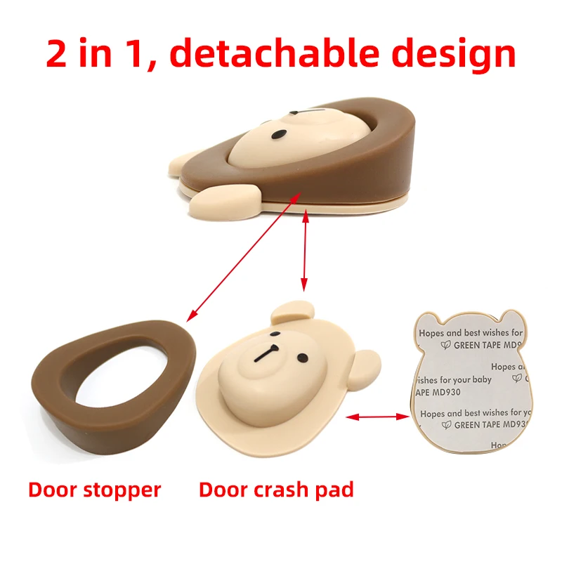 Creative Bear Shaped Door Stopper Silicone Self Adhesive Wall Protection Bumpers Wall Protector Low Price Silicone Door Stopper