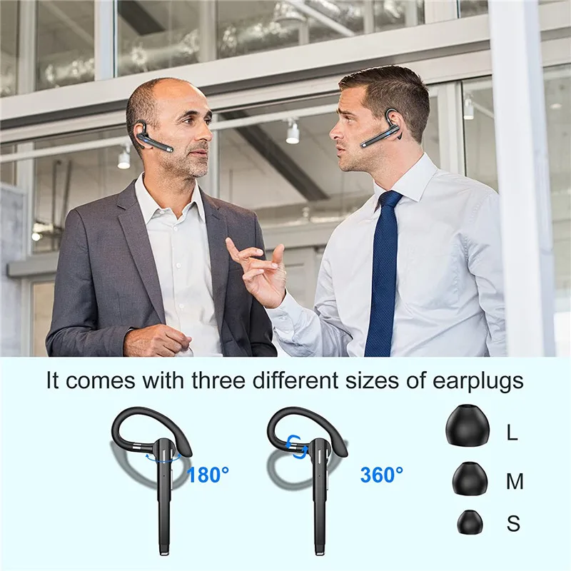 Hands-Free Call in-Ear Earphones Mic Clear Voice BT5.1 Headset Wireless Headphone for Business Office Driver