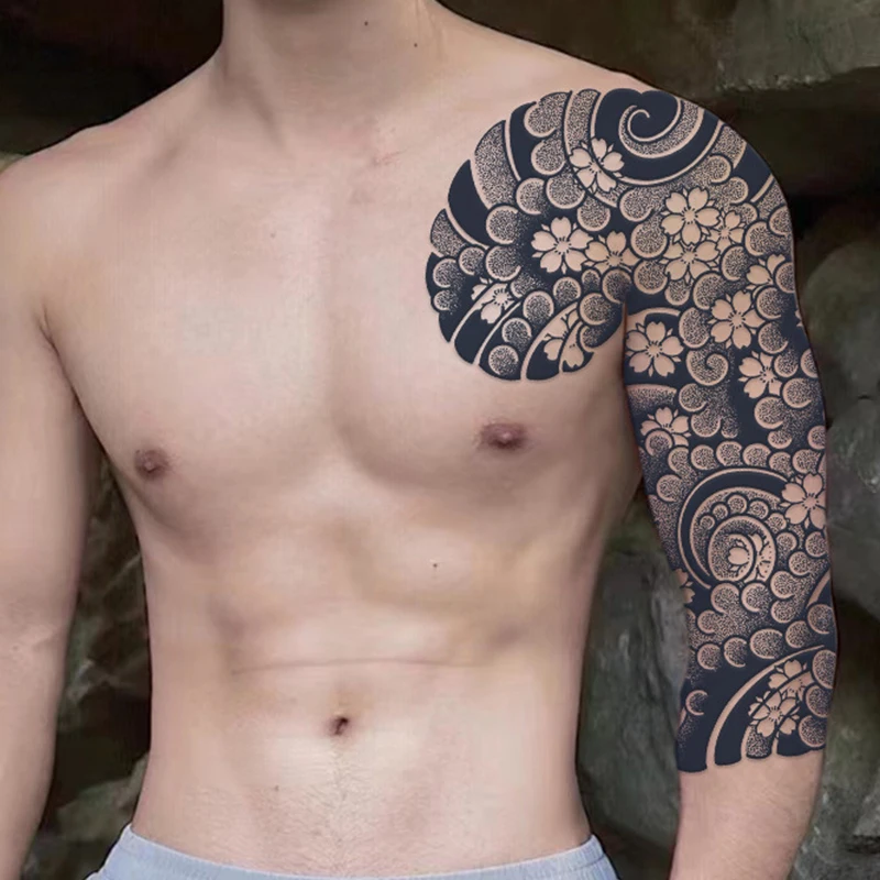 BJ 2024 Hot Popular Wholesale Half Armor Tattoo Sticker Realistic Adult Body Art Tattoo Stencil Temporary Juice Tattoo Stickers