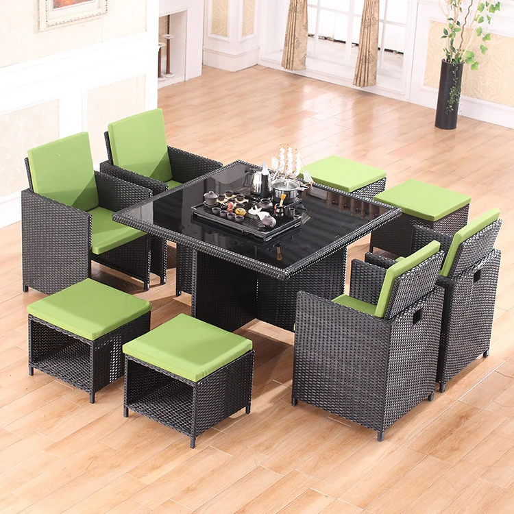 Space Saved Backyard Dining Set Wicker Furniture Outdoor Patio Garden Furniture Chairs and Table