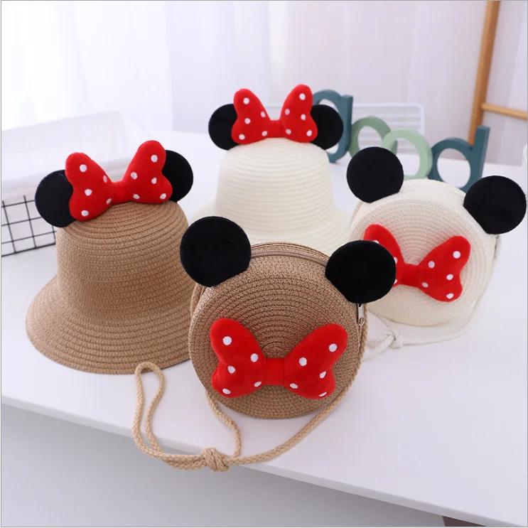 Детская шапка с мультяшным Микки детская Солнцезащитная соломенная шляпа