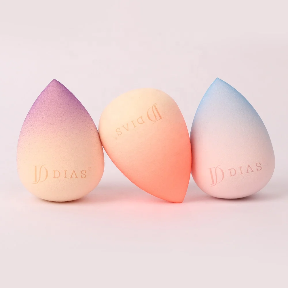 Gradient Color Water Drop Custom Logo Face Egg Beauty Latex Free Private Label Puff Blender Wholesale Makeup Sponge Packaging