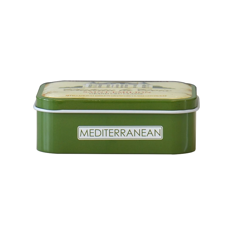 hot selling high quality small green Iron rectangular tins can soap candy mini metal tinned boxe candied custom