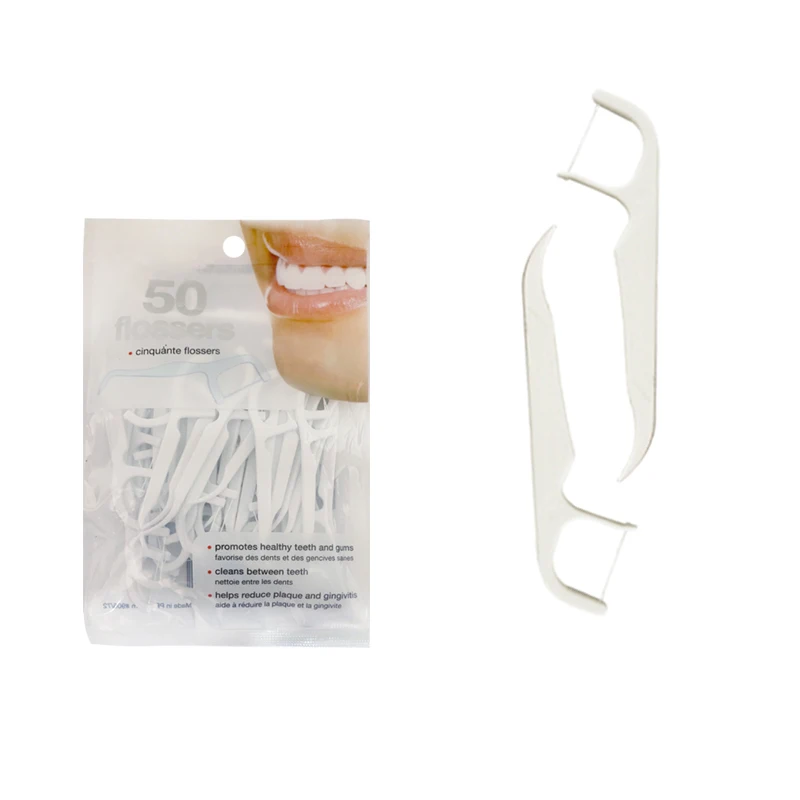 Biodegradable Tooth Cleaner Orthodontic floss Plastic Angled Toothpick Wax Teeth Flossing Bulk Flat Dental Floss Stick Picks