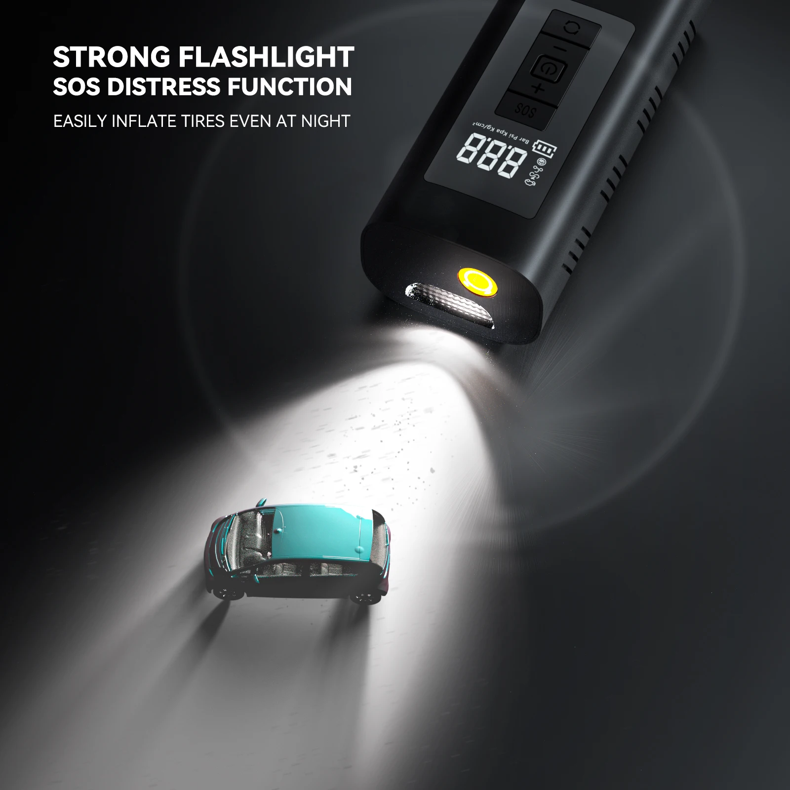 Electric 6000mAh Battery Air Pump 150PSI Portable Air Compressor Mini Tyre Pump with USB/LED Light for Bike Motorcycle Car Balls