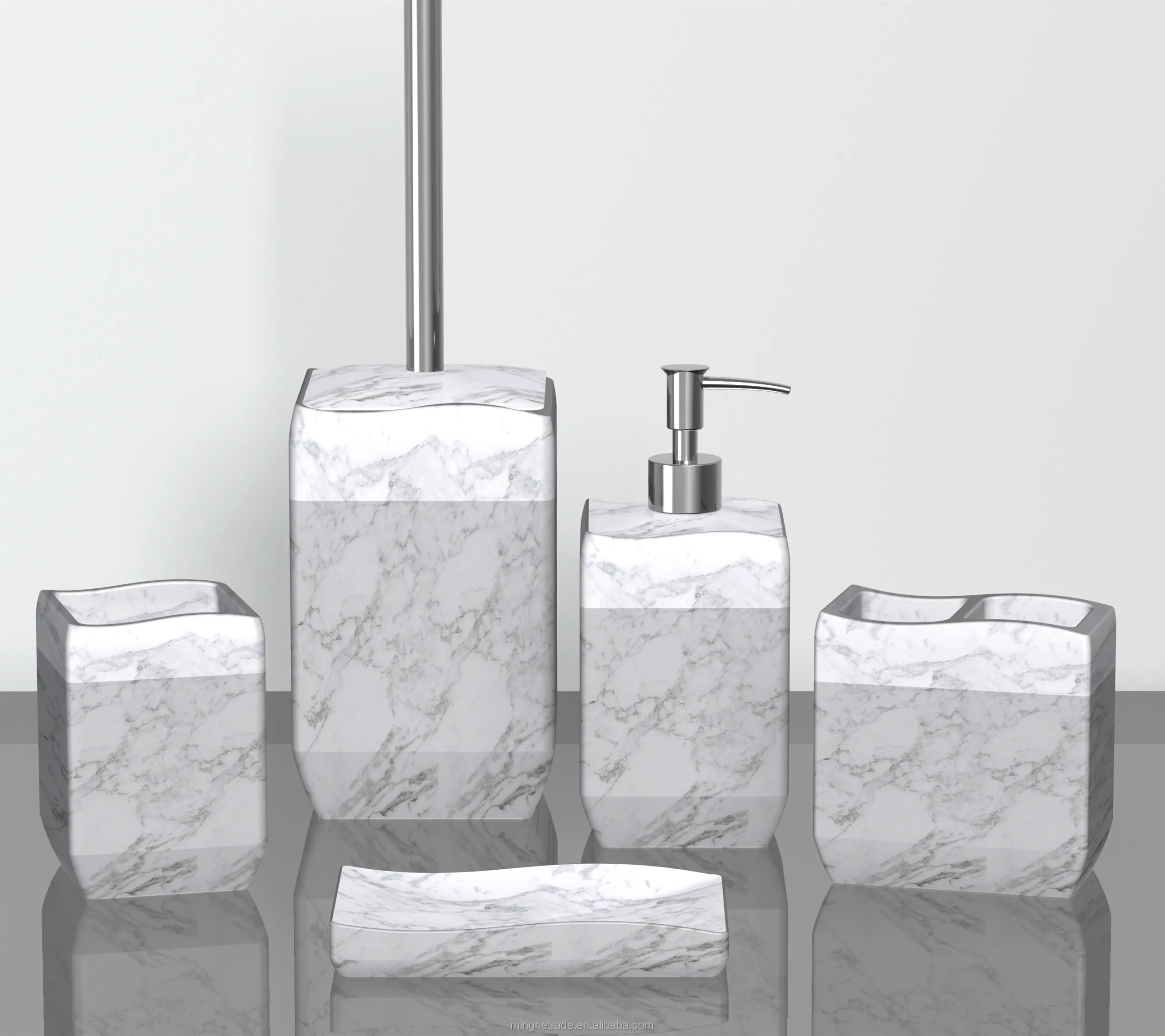Marble Effects fashion Resin Bathroom Accessories Set for Home Hotel