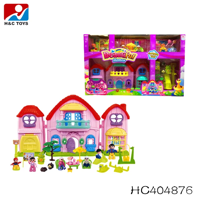 Educational toys kids plastic toy doll house pretend toy villa