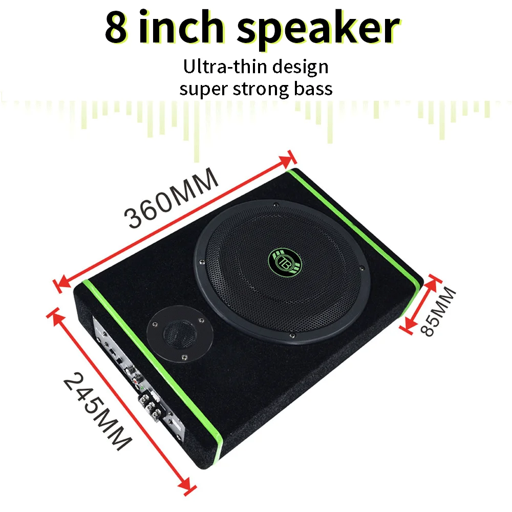 factory supply cheap price  8 inch 12V car audio subwoofer  square slim subwoofer with small tweeter(TB-b88)