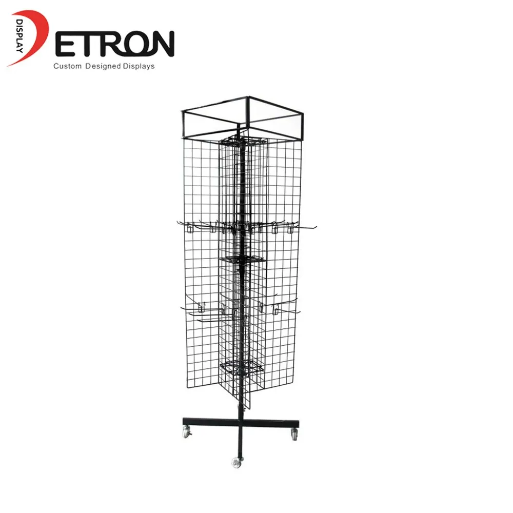 Floor standing metal chrome clothes hanging movable rotating metal display rack