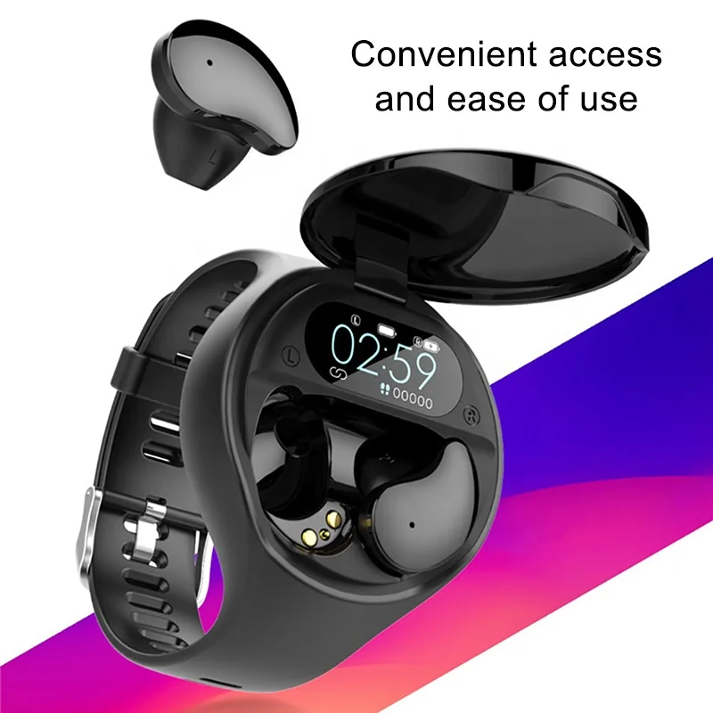 Newly Arrival Wireless Earbuds BT earphone Two in one Smart Watch TWS Earphone with multi functions