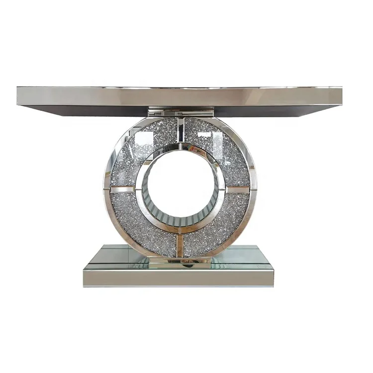 Hot Sale high efficient Sparkling modern luxury crushed diamond console table with mirror