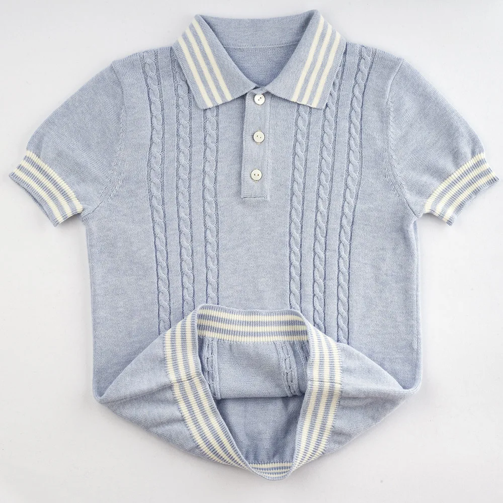 Custom Knit Baby Kids organic cotton Sweater Set baby boys knitted  sweater and shorts set Two Pieces outfit sets