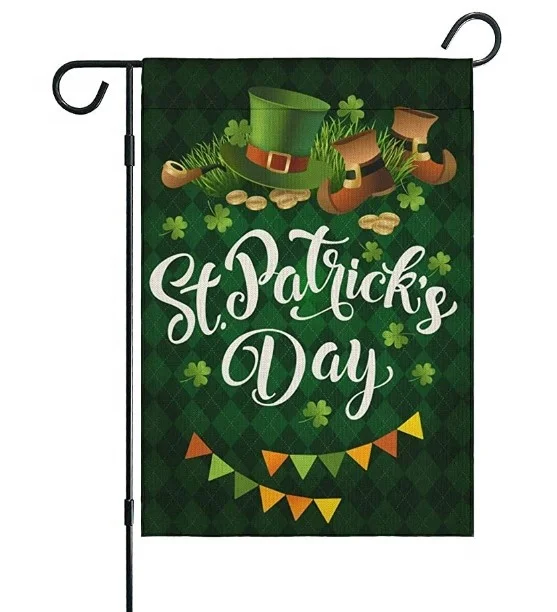 St. Patrick Day Garden Flag Vertical Double Sided Evergreen Clover Yard Flag for Patio Lawn Outdoor House Decor 12 X 18 Inch