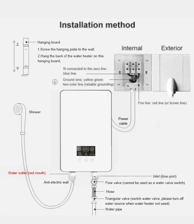 8KW CE Rosh automatic instant electric shower heater water heater geyser hot heating water for bath