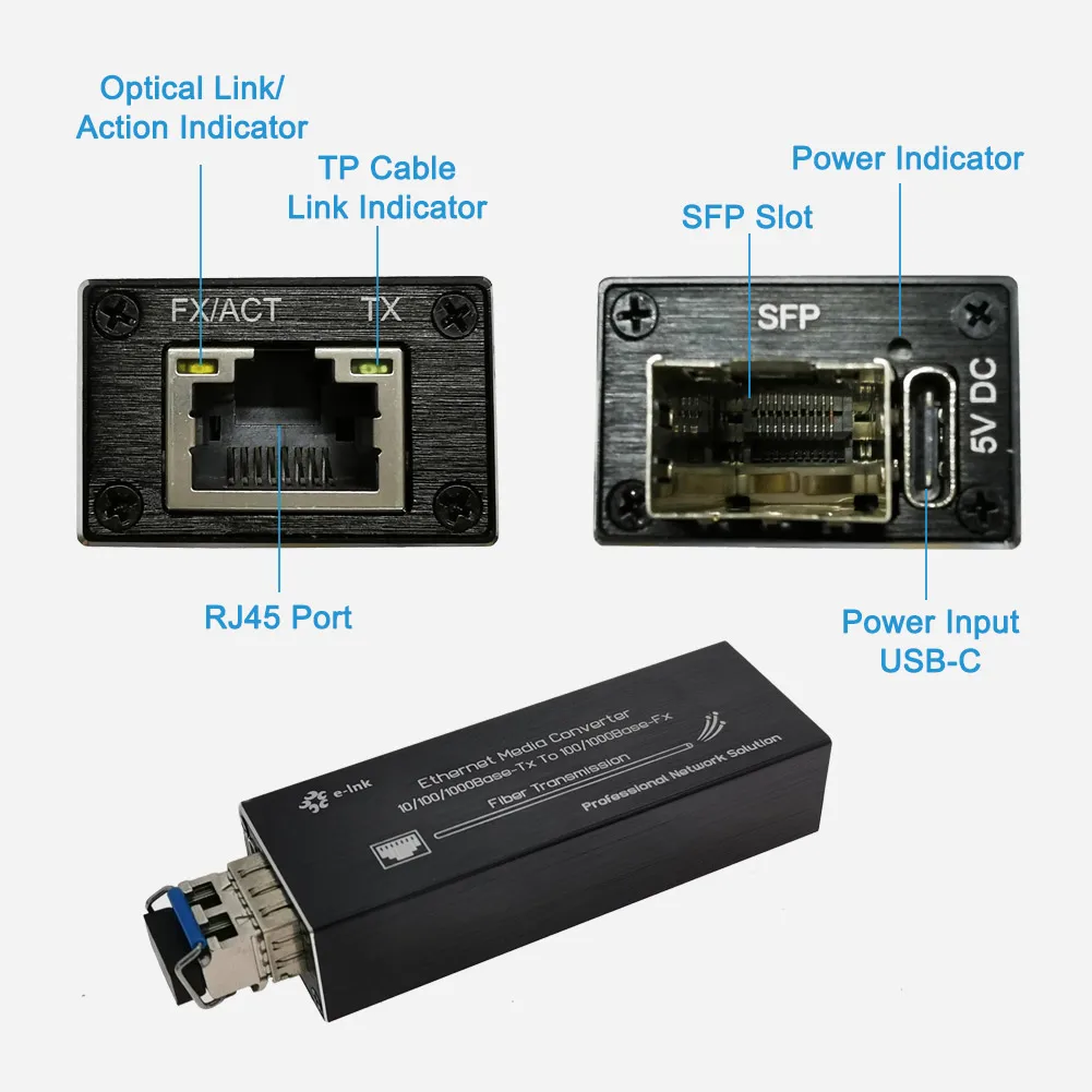 Micro Mini 10/100/1000BASE-T до 100/1000BASE-X SFP