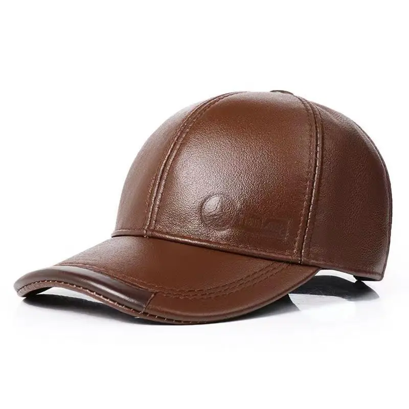 All matching fur outdoor leisure middle-aged and old-aged leather cap adult baseball cap
