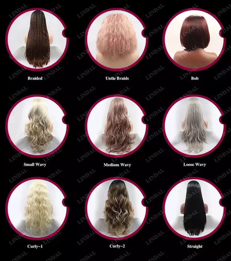 LINDALHAIR Long Wavy Synthetic Lace Front Wig Glueless Purple High Temperature Heat Resistant Fiber Hair Wigs For Women