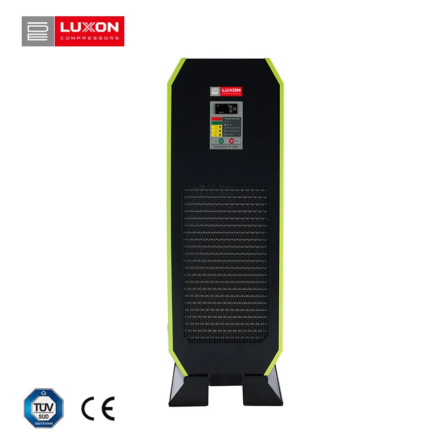 Vertical electric desiccant freeze refrigerated compressed air dryer