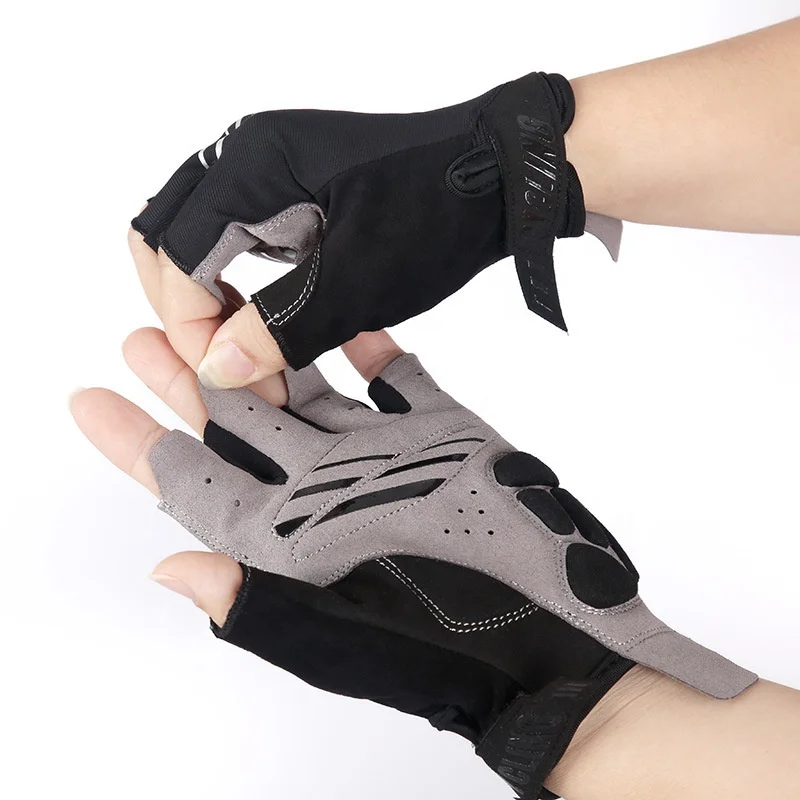  Cross - border fashion cycling gloves half finger men and women in summer shock absorption quick Take it off put on