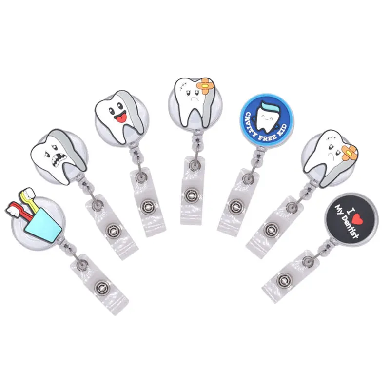 BECOL Wholesale Retractable Badge Reel Nurse Plastic Cartoon ID Card Name Badge Holder Conference Card Key Reel Roller Clip